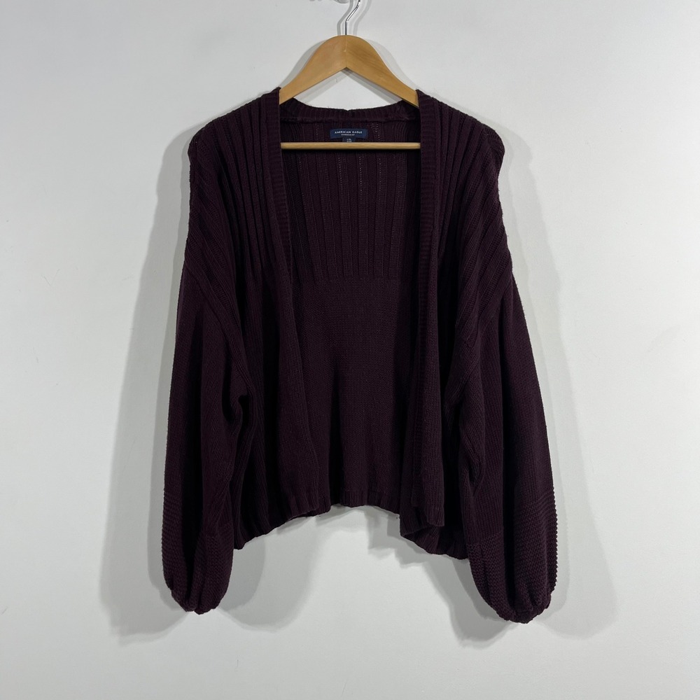 American Eagle Fisherman Oversized Cardigan Sweater L/XL Chunky Knit Granola